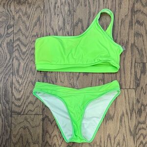 Neon Green One-Shoulder Bikini Set